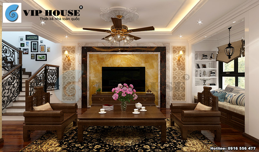 Thiết kế nội thất tân cổ điển biệt thự phố 4 tầng tại Hà Nội